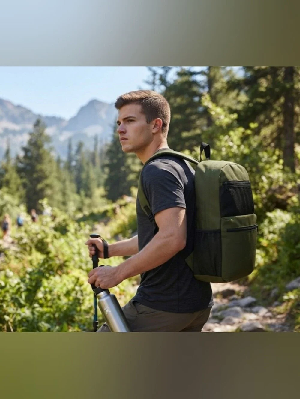 17 Inch Olive Green Backpack